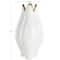 White Ceramic Dimensional Tulip Shaped Vase with Metallic Gold Rim